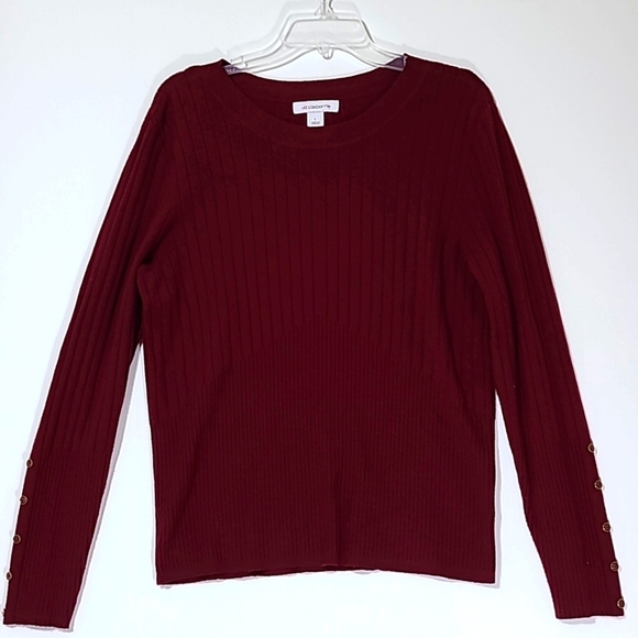 LIZ CLAIBORNE Women's Deep Red Long Sleeve Sweater - Size Large - Picture 1 of 14